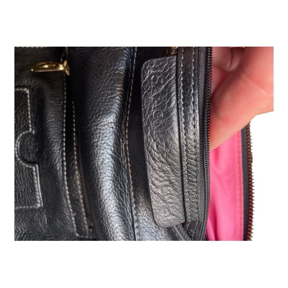 Isaac Mizrahi Unisex Cross-Body Bag Leather Black - Picture 4 of 7